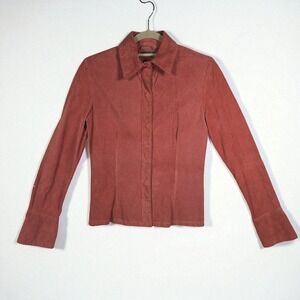 Vestimenta Made in Italy Perforated Pigskin Leather Snap Front Shirt Size 40 (4)